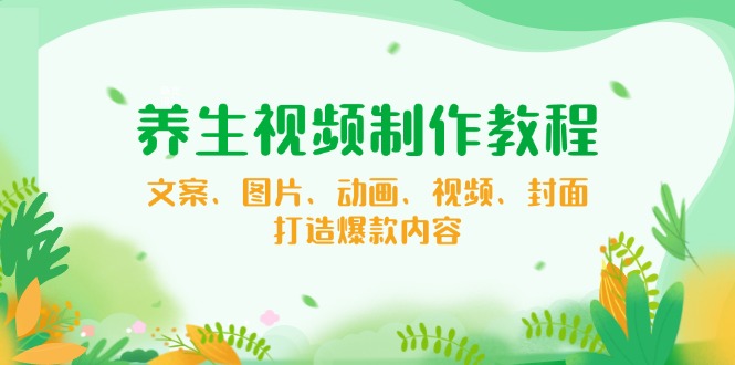 养生视频制作教程，文案、图片、动画、视频、封面，打造爆款内容-一人公司创业项目 - 淘金吧