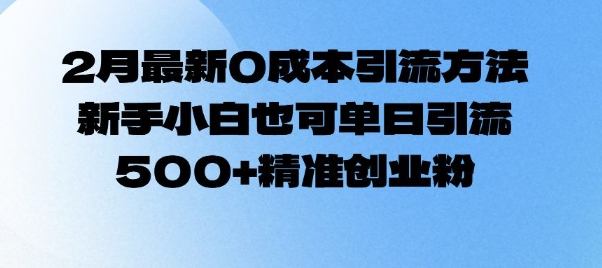 2月最新0成本引流方法,新手小白也可单日引流500+精准创业粉-一人公司创业项目 - 淘金吧
