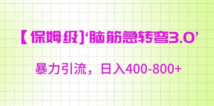 保姆级脑筋急转弯3.0，暴力引流，日入400-800+【揭秘】-一人公司创业项目 - 淘金吧