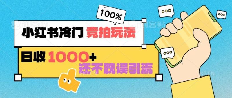 小红书冷门 竞拍玩法 日收1000+ 不耽误引流 可以做店铺 可以做私域-一人公司创业项目 - 淘金吧