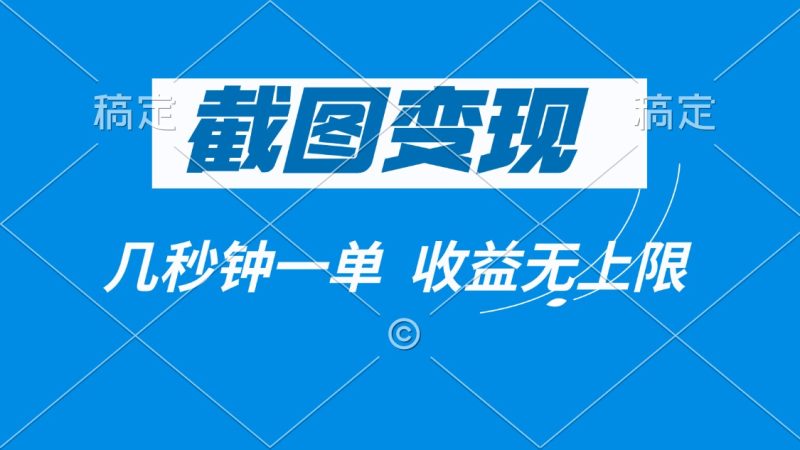 截图变现，几秒钟一单，收益无上限-一人公司创业项目 - 淘金吧