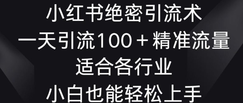 小红书绝密引流术，一天引流100+精准流量，适合各个行业，小白也能轻松上手【揭秘】-淘金吧副业资源站