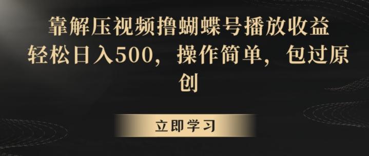 靠解压视频撸蝴蝶号播放收益，轻松日入500，操作简单，包过原创【揭秘】-一人公司创业项目 - 淘金吧