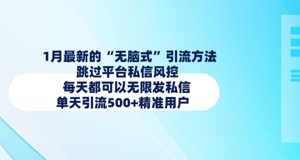 1月最新的无脑式引流方法,跳过平台私信风控,每天都可以无限发私信,单天引流500+精准用户-一人公司创业项目 - 淘金吧