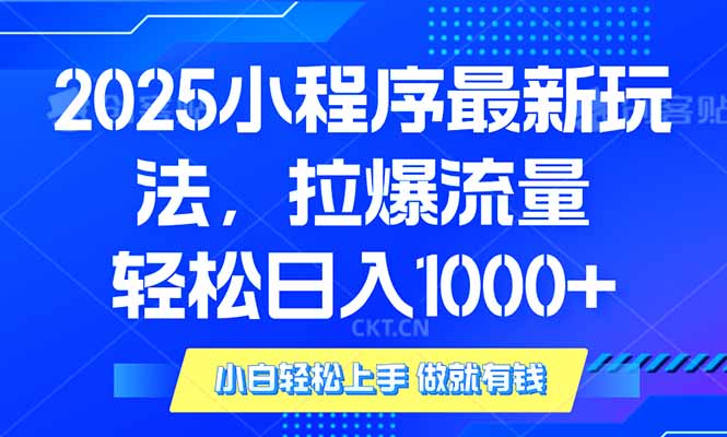 2025年小程序最新玩法，流量直接拉爆，单日稳定变现1000+-一人公司创业项目 - 淘金吧