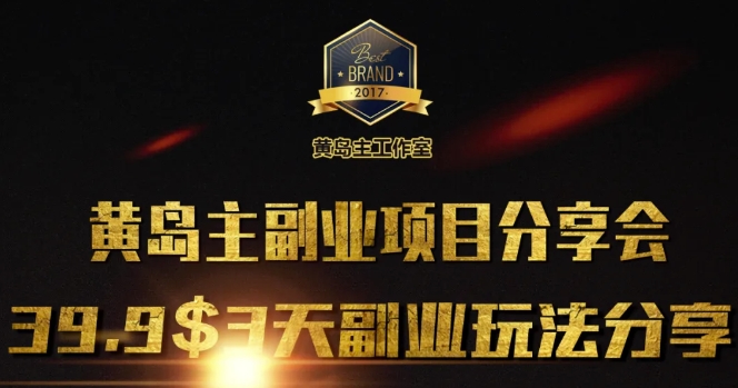 黄岛主副业分享会1期：3天3个副业玩法，速度上车-一人公司创业项目 - 淘金吧