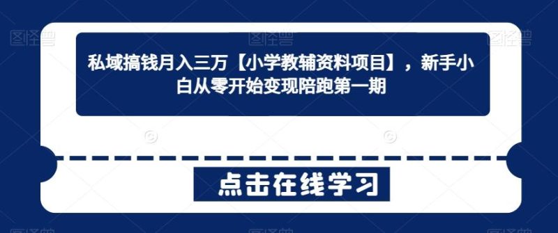 私域搞钱月入三万【小学教辅资料项目】,新手小白从零开始变现陪跑第一期-一人公司创业项目 - 淘金吧