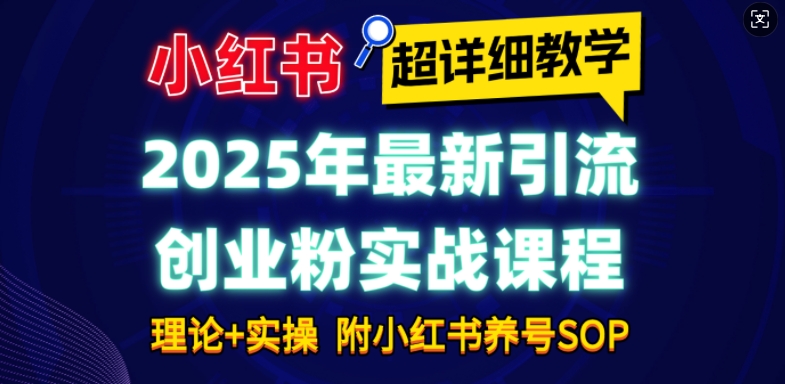 2025年最新小红书引流创业粉实战课程【超详细教学】小白轻松上手,月入1W+,附小红书养号SOP-一人公司创业项目 - 淘金吧