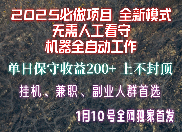 【2025必做项目】全网独家首发，全新模式机器全自动工作，无需人工看守，单日保守200+-一人公司创业项目 - 淘金吧