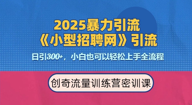 2025最新暴力引流方法,招聘平台一天引流300+,日变现多张,专业人士力荐-一人公司创业项目 - 淘金吧