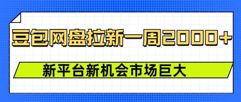 豆包网盘拉新，一周2k，新平台新机会-一人公司创业项目 - 淘金吧