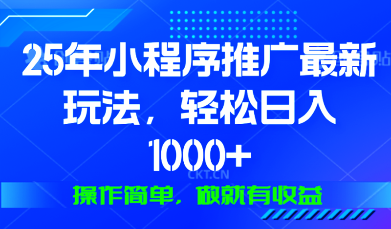 25年微信小程序推广最新玩法，轻松日入1000+，操作简单 做就有收益-一人公司创业项目 - 淘金吧