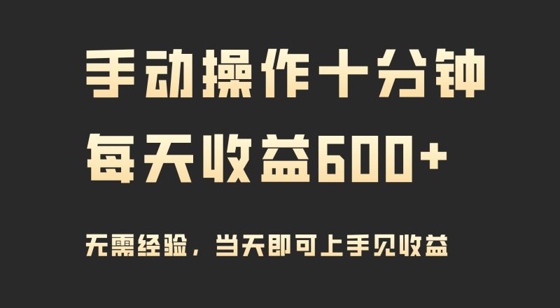 (9324期)手动操作十分钟，每天收益600+，当天实操当天见收益-一人公司创业项目 - 淘金吧