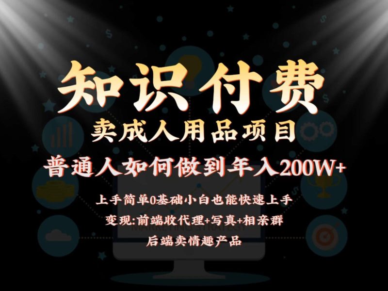 2024蓝海赛道,前端知识付费卖成人用品项目,后端产品管道收益如何实现年入200W+-一人公司创业项目 - 淘金吧