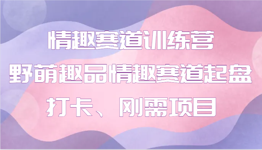 图片[1]-情趣赛道训练营 野萌趣品情趣赛道起盘打卡、刚需项目-云创网