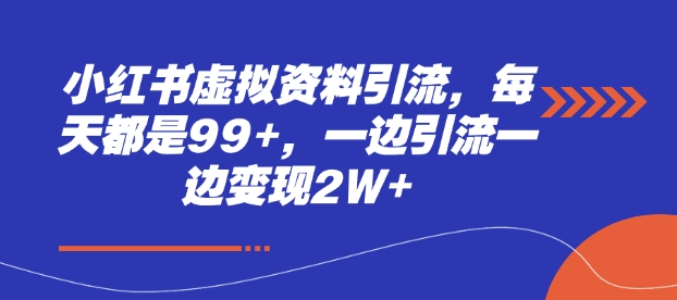 小红书虚拟资料引流,每天都是99+,一边引流一边变现2W+-一人公司创业项目 - 淘金吧