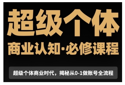 超级个体商业认知觉醒视频课,商业认知·必修课程揭秘从0-1账号全流程-一人公司创业项目 - 淘金吧
