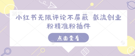 小红书无限评论不屏蔽 截流创业粉精准粉插件-一人公司创业项目 - 淘金吧