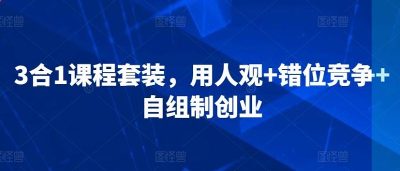 3合1课程套装,用人观+错位竞争+自组制创业-一人公司创业项目 - 淘金吧