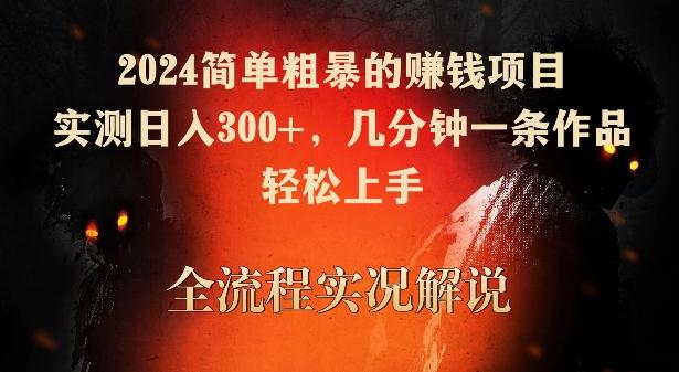2024简单粗暴的赚钱项目，实测日入300+，几分钟一条作品，轻松上手【揭秘】-一人公司创业项目 - 淘金吧