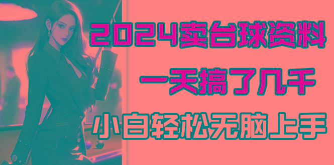 2024卖台球资料，一天搞了几千，小白轻松无脑上手-一人公司创业项目 - 淘金吧