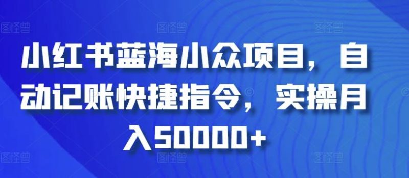 小红书蓝海小众项目,自动记账快捷指令,实操月入50000+【揭秘】-一人公司创业项目 - 淘金吧