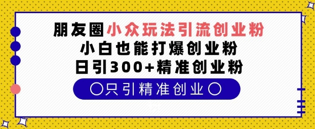 朋友圈小众玩法引流创业粉，小白也能打爆创业粉，日引300+精准创业粉【揭秘】-一人公司创业项目 - 淘金吧