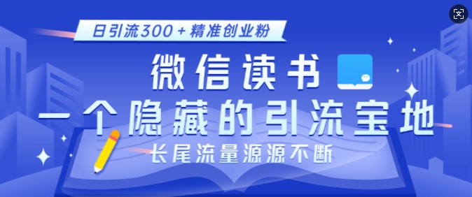 微信读书,一个隐藏的引流宝地,不为人知的小众打法,日引流300+精准创业粉,长尾流量源源不断-一人公司创业项目 - 淘金吧