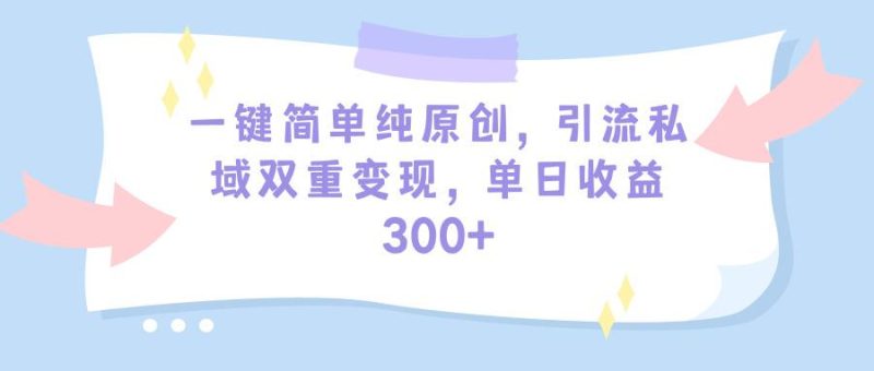(9472期)一键简单纯原创，引流私域双重变现，单日收益300+(教程+素材)-一人公司创业项目 - 淘金吧