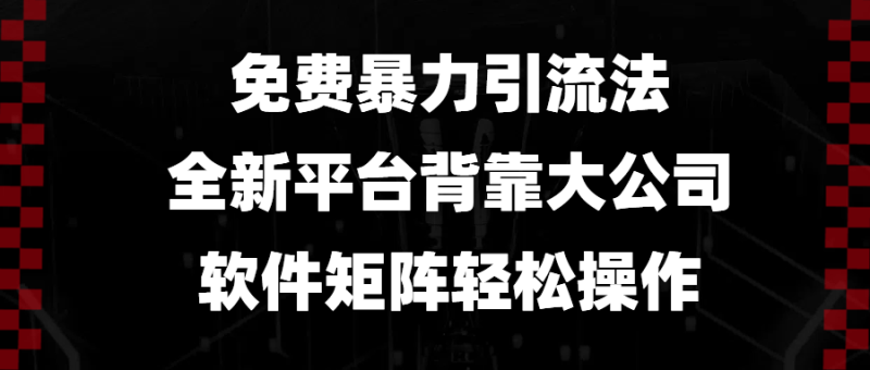 免费暴力引流法，全新平台，背靠大公司，软件矩阵轻松操作-一人公司创业项目 - 淘金吧