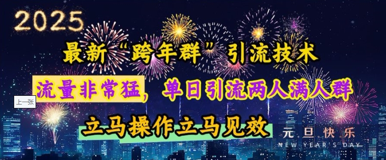 最新“跨年群”引流,流量非常猛,单日引流两人满人群,立马操作立马见效【揭秘】-一人公司创业项目 - 淘金吧