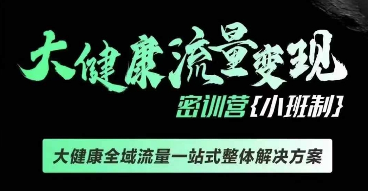 千万级大健康变现课线下课,大健康全域流量一站式整体解决方案-一人公司创业项目 - 淘金吧