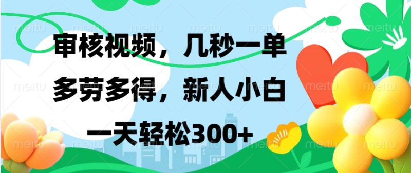 视频审核，新手可做，多劳多得，新人小白一天轻松300+-一人公司创业项目 - 淘金吧