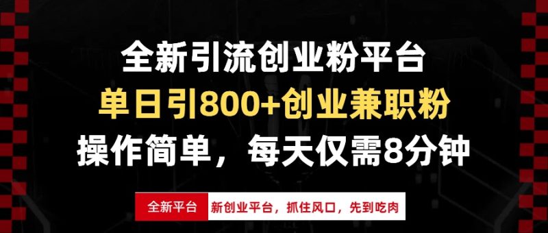 全新引流创业粉平台,单日引800+创业兼职粉,抓住风口先到吃肉,每天仅…-一人公司创业项目 - 淘金吧