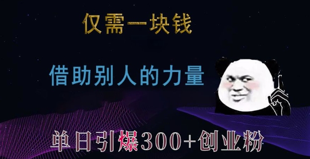 仅需一块钱,借助别人的力量,单日引爆300+创业粉、兼职粉【揭秘】-一人公司创业项目 - 淘金吧