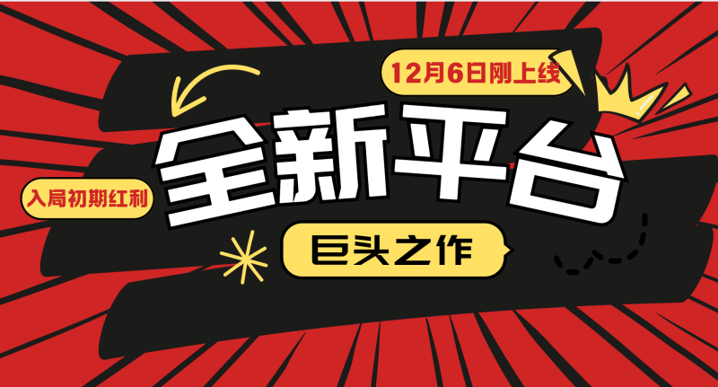 又一个全新平台巨头之作,12月6日刚上线,小白入局初期红利的关键,想吃初期红利的-一人公司创业项目 - 淘金吧