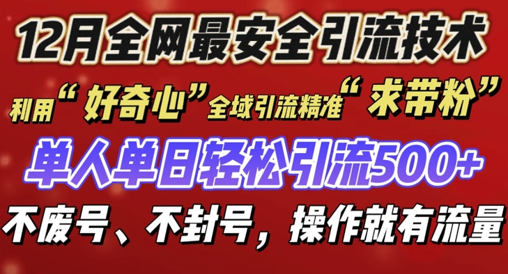 12 月份全网最安全引流创业粉技术来袭,不封号不废号,有操作就有流量【揭秘】-一人公司创业项目 - 淘金吧