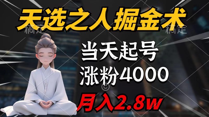 (9613期)天选之人掘金术，当天起号，7条作品涨粉4000+，单月变现2.8w天选之人掘…-一人公司创业项目 - 淘金吧