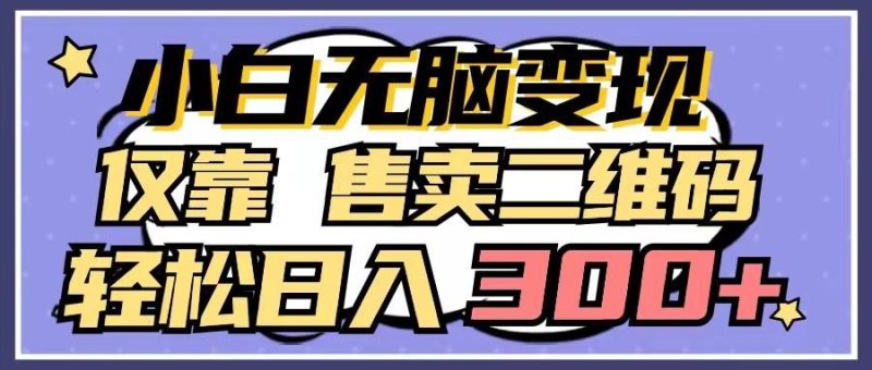 小白无脑变现,仅靠售卖二维码,轻松日入300+-一人公司创业项目 - 淘金吧
