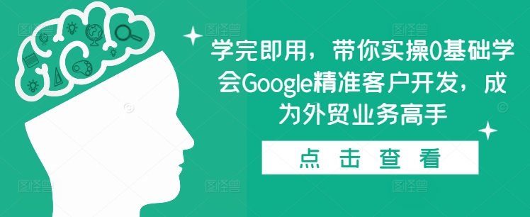 学完即用,带你实操0基础学会Google精准客户开发,成为外贸业务高手-一人公司创业项目 - 淘金吧