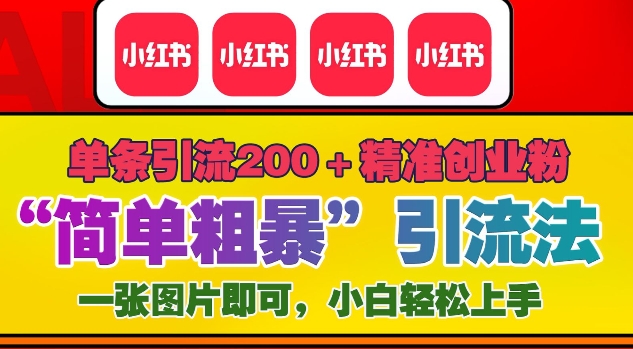 12月底小红书”简单粗暴“引流法,单条引流200+精准创业粉-一人公司创业项目 - 淘金吧