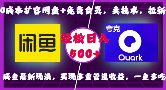 0成本扩容网盘+免费会员,卖技术,拉新,咸鱼最新玩法,实现多重管道收益,一鱼多吃,轻松日入500+-一人公司创业项目 - 淘金吧