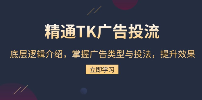 精通TK广告投流:底层逻辑介绍,掌握广告类型与投法,提升效果-一人公司创业项目 - 淘金吧
