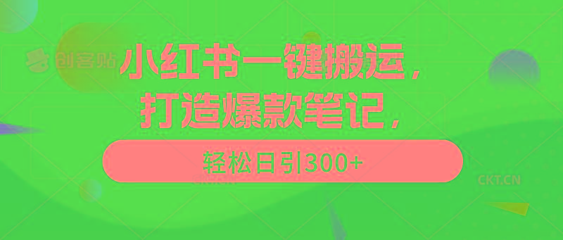 (9673期)小红书一键搬运，打造爆款笔记，轻松日引300+-一人公司创业项目 - 淘金吧