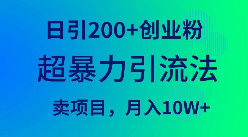 (9654期)超暴力引流法,日引200+创业粉,卖项目月入10W+-一人公司创业项目 - 淘金吧
