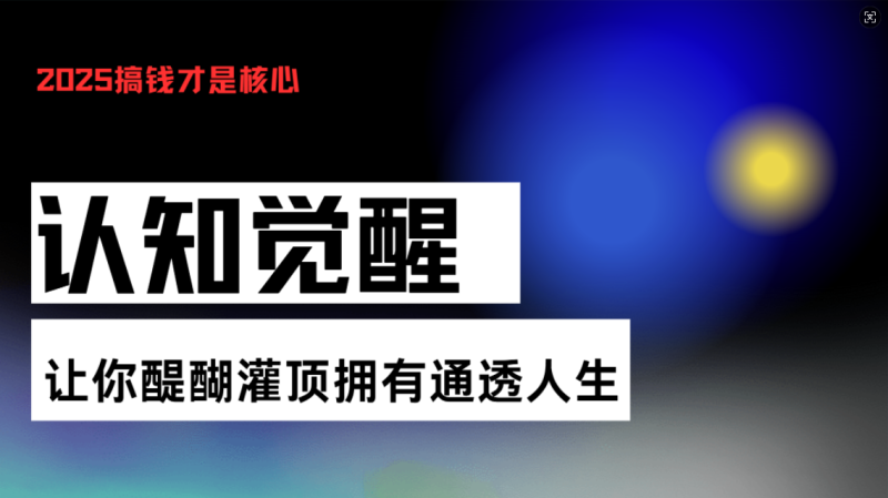 认知觉醒,让你醍醐灌顶拥有通透人生,掌握强大的秘密!觉醒开悟课-一人公司创业项目 - 淘金吧