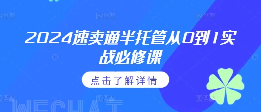 2024速卖通半托管从0到1实战必修课,掌握通投广告打法、熟悉速卖通半托管的政策细节-一人公司创业项目 - 淘金吧
