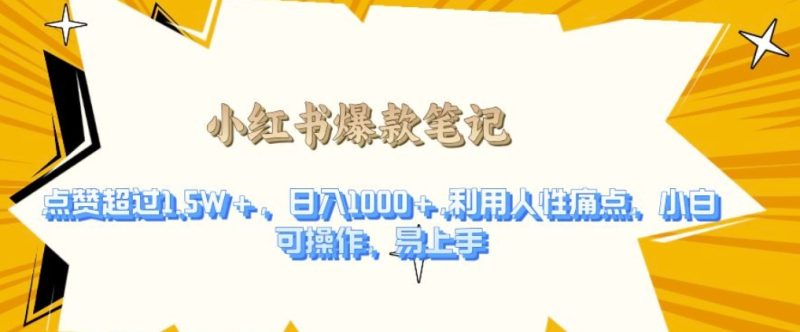 利用人性的痛点,打造爆款笔记,获得点赞超过1.5W+,日入1k【揭秘】-一人公司创业项目 - 淘金吧