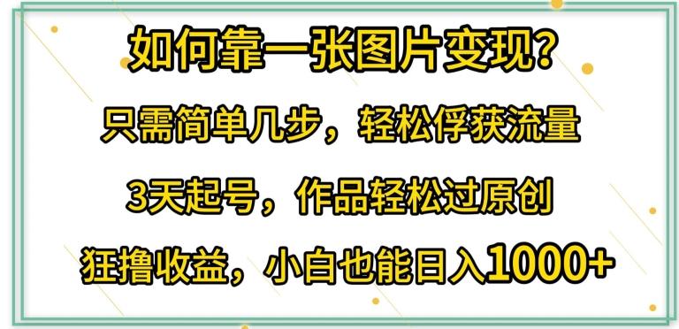 如何靠一张图片变现?只需简单几步，轻松俘获流量，3天起号，作品轻松过原创【揭秘】-一人公司创业项目 - 淘金吧