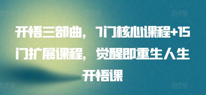 开悟三部曲，7门核心课程+15门扩展课程，觉醒即重生人生开悟课-一人公司创业项目 - 淘金吧